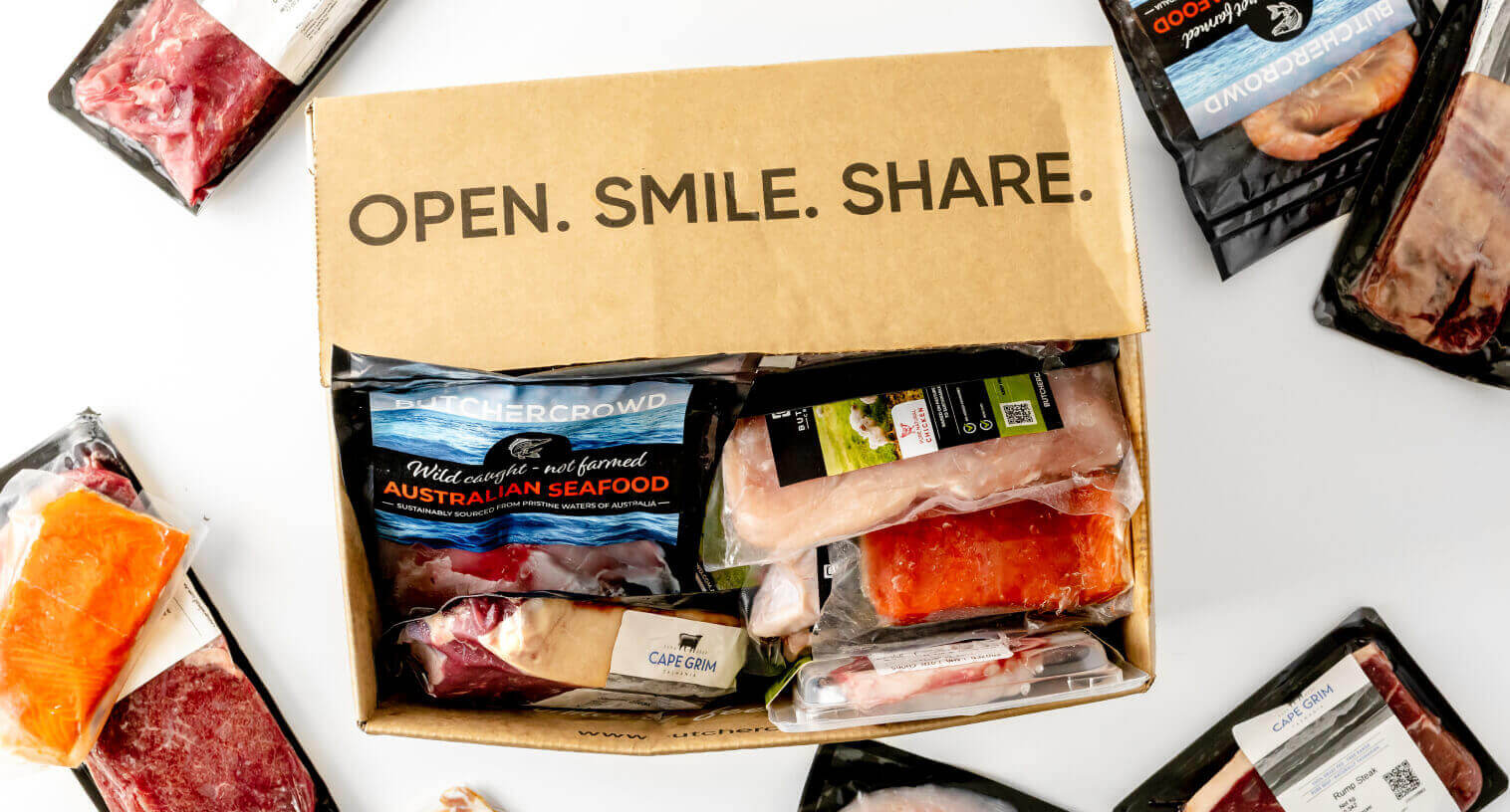 A box of mixed protein ready to be delivered