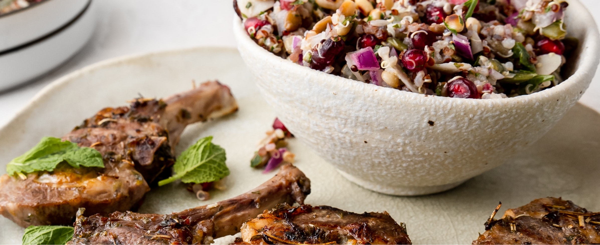 Herbed Lamb Chops with Super Grain Salad image recipe