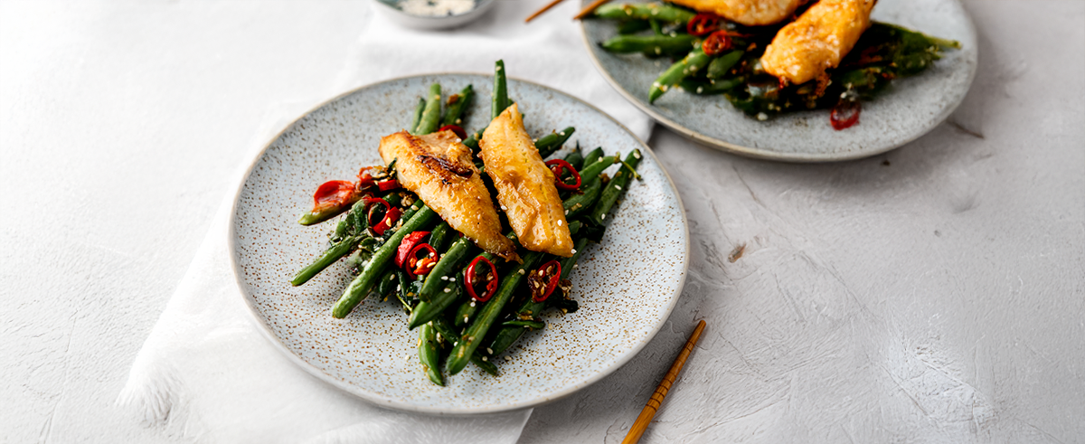MISO WHITING WITH CHILLI GREEN BEANS