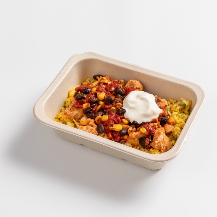 Mexican Chicken Bowl, in its tray